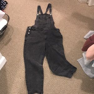 Vintage inspired black denim overalls